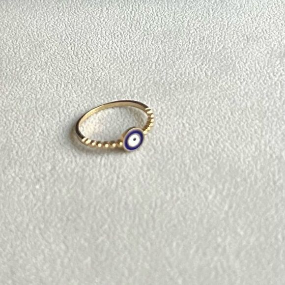 14k real gold evil eye beaded ring size 7 trendy stackable ring perfect gift - Picture 2 of 10